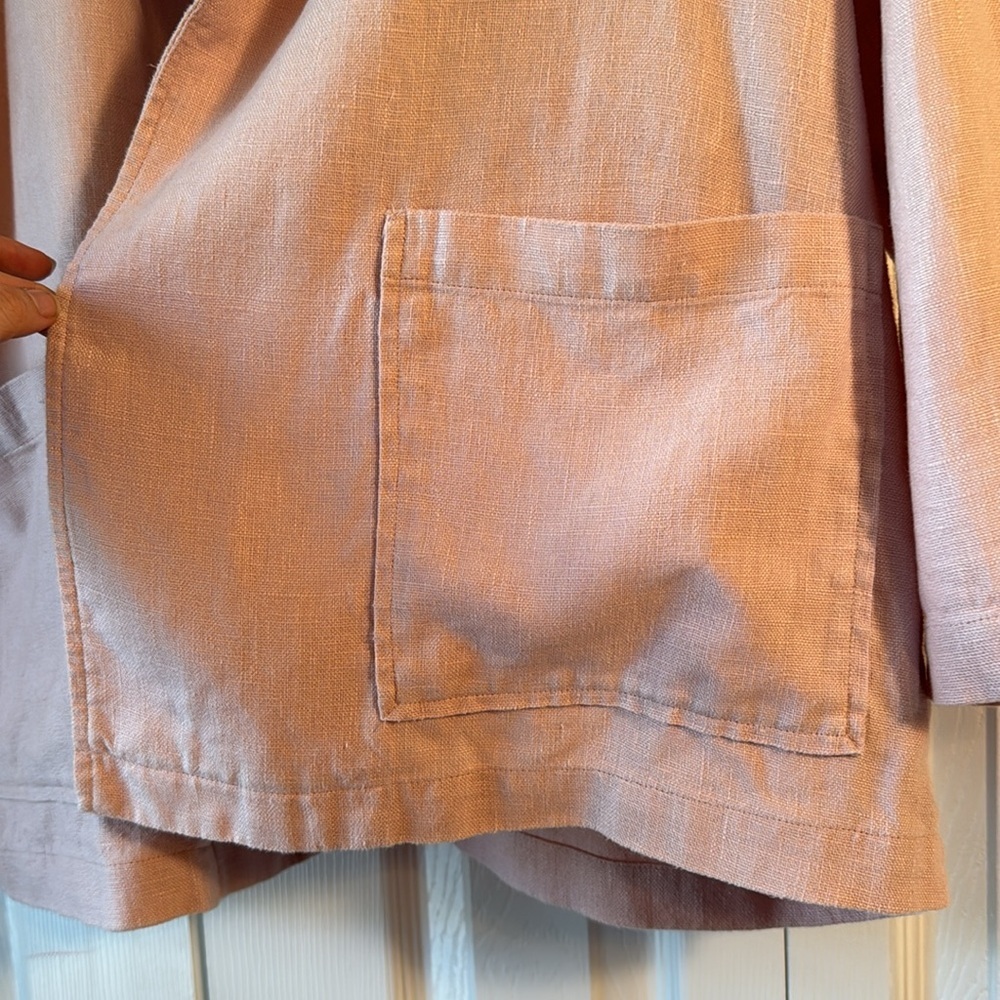 Eileen Fisher Organic Linen Shawl Collar Jacket Dusty Pink Rose Size S - Picture 7 of 15